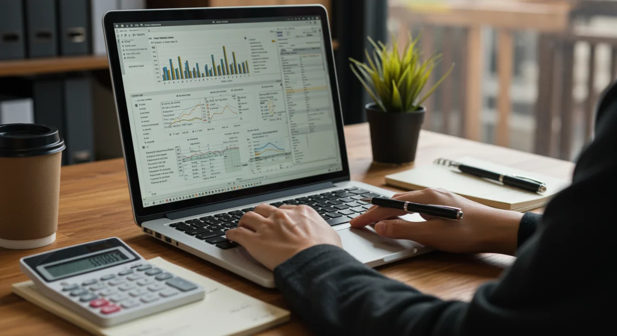 Investor analyzing financial data and tax documents for 2025 tax planning.