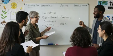 Teachers collaborating on innovative recruitment strategies