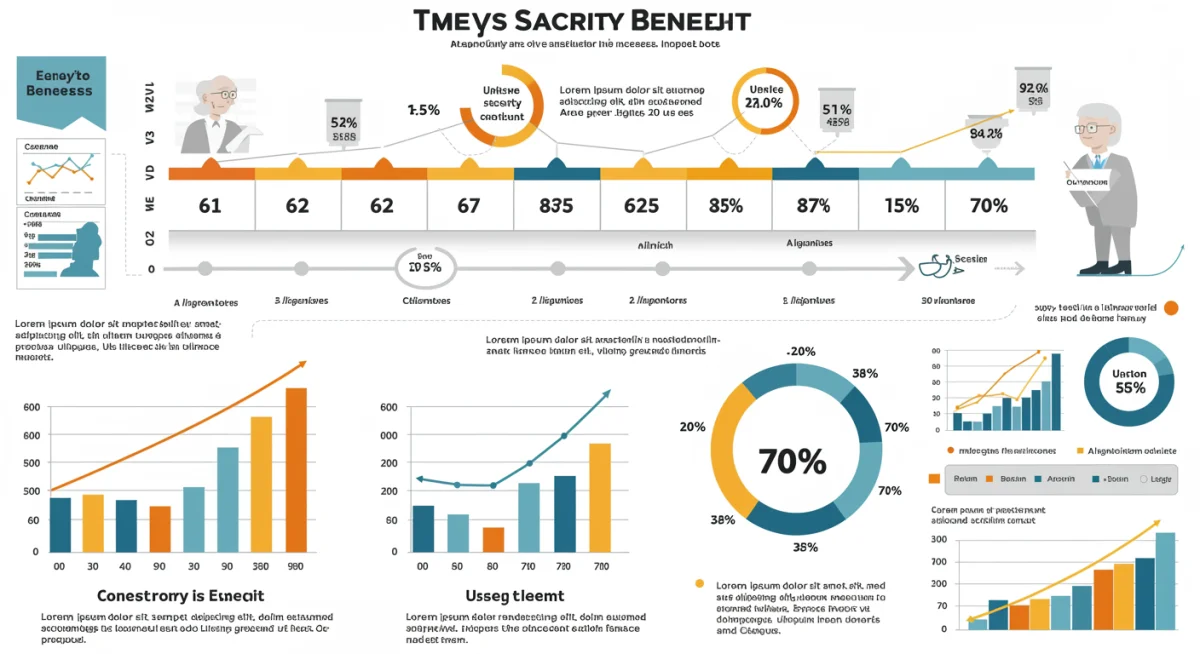Infographic illustrating Social Security claiming ages and benefit increases