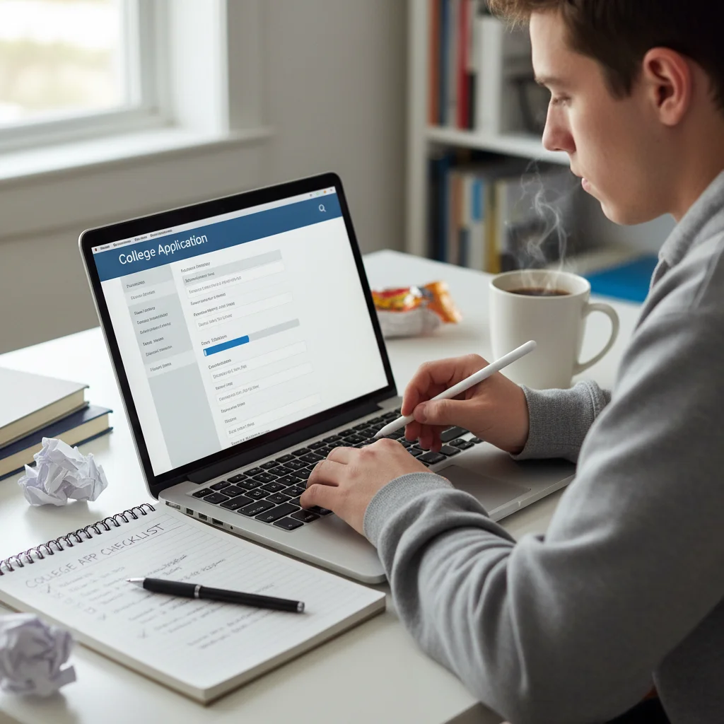 Student completing online college application form for Fall 2026